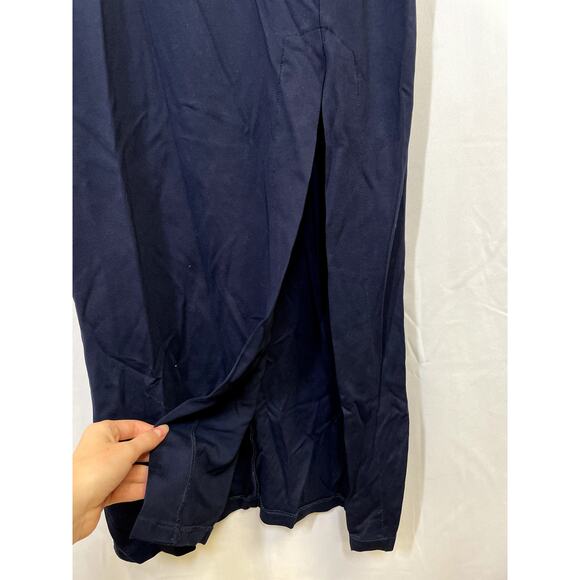 NICHOLAS Off The Shoulder Knot Front Evening Gown Dress Navy Blue 8 $565 - Picture 4 of 10